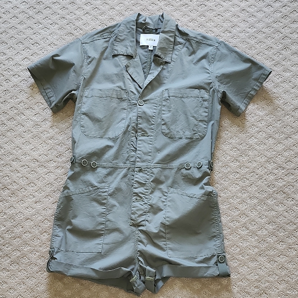 Women's Pistola Olive Green Short Sleeve Jumpsuit